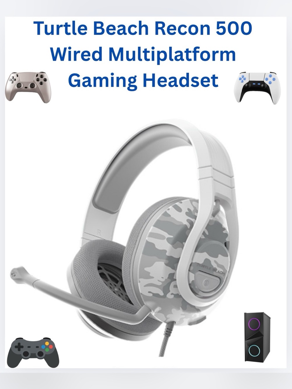 Turtle Beach Recon 500 Wired Multiplatform Gaming Headset - Camo White